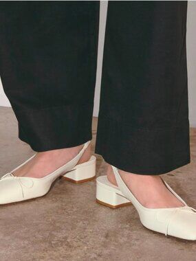 Everlane Ballet Slingback Heels Canvas Colored Leather  Women's Size 7 NEW